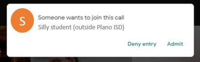 Google Meet Deny entry 